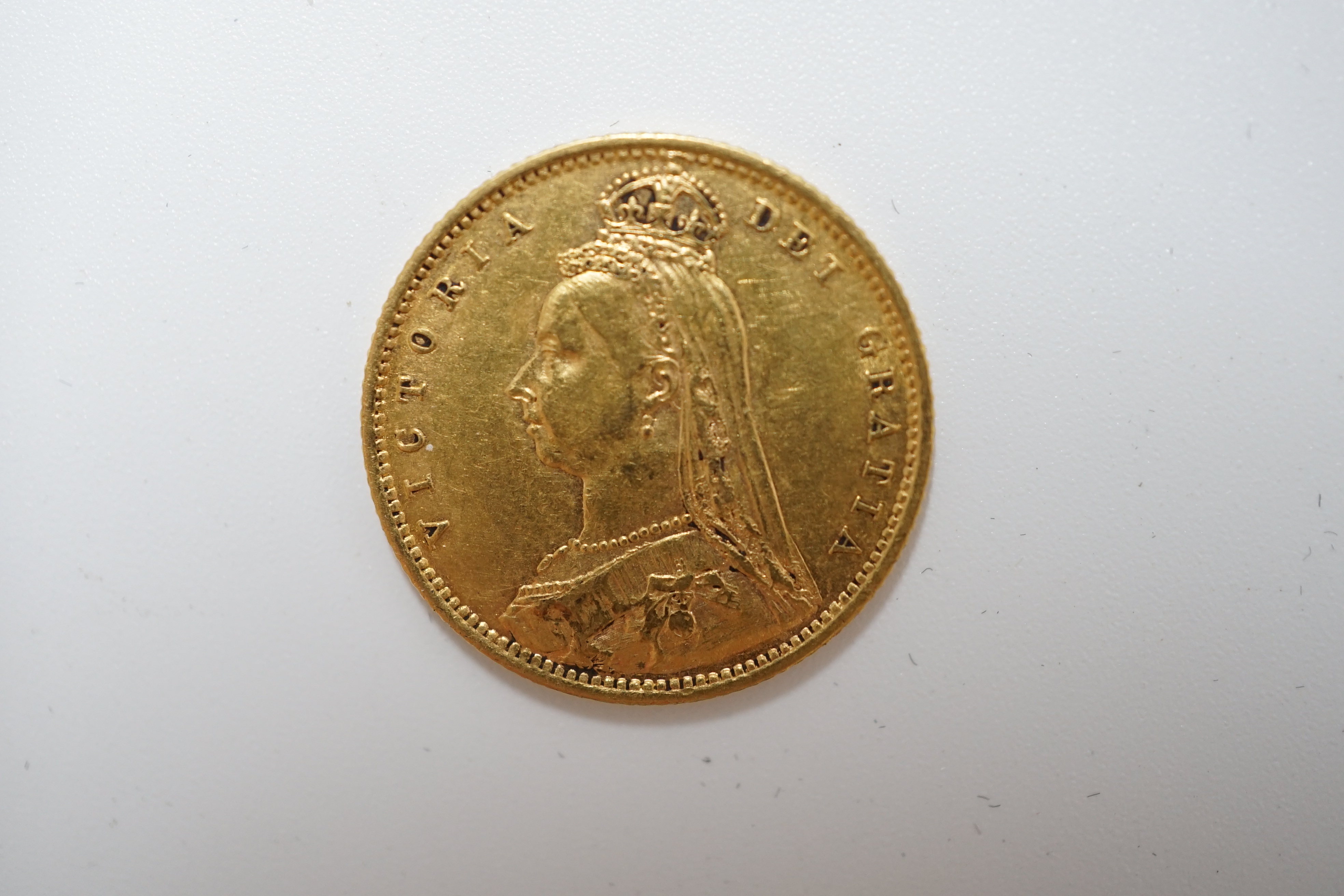 British gold coins, Victoria half sovereign 1892, Jubilee head, VF